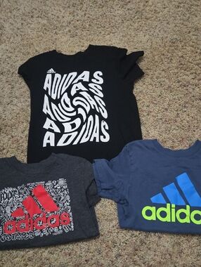 Boys Adidas Black, Blue & Grey Tee Set Of 3